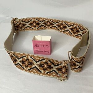 Jen & Co. Adjustable Guitar Strap / Purse or Bag Strap Caramel & Black Aztec